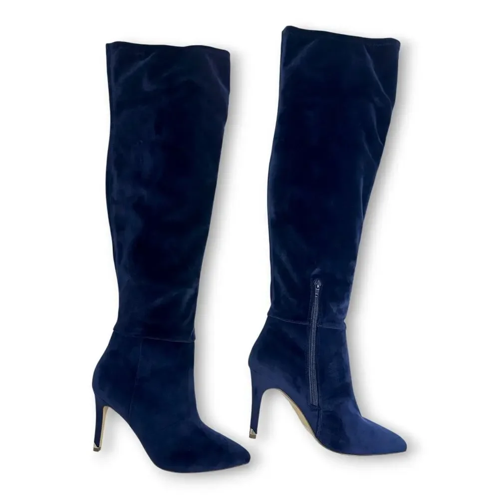 Call It Spring Rosenman Navy Blue Velvet Over The Knee Winter Boots US 10 EU 41
